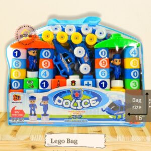 Big Building Blocks Bag 91 Piece Set Creative Blocks & Construction Toy for Kids (91 Pieces Police Building Blocks)