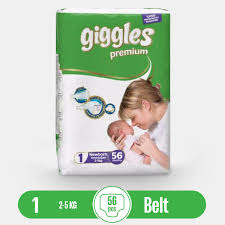 Giggles  Baby Diaper Newborn Size 1 jumbo pack Belt (2-5 kg ) - 56 pcs(Turkey)