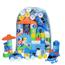 Big Building Blocks Bag 50 Piece Set Creative Blocks & Construction Toy for Kids(50 Pieces Police Building Blocks)