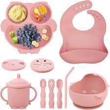 Baby Weaning Set, Silicone Baby Feeding Set10 Pcs,